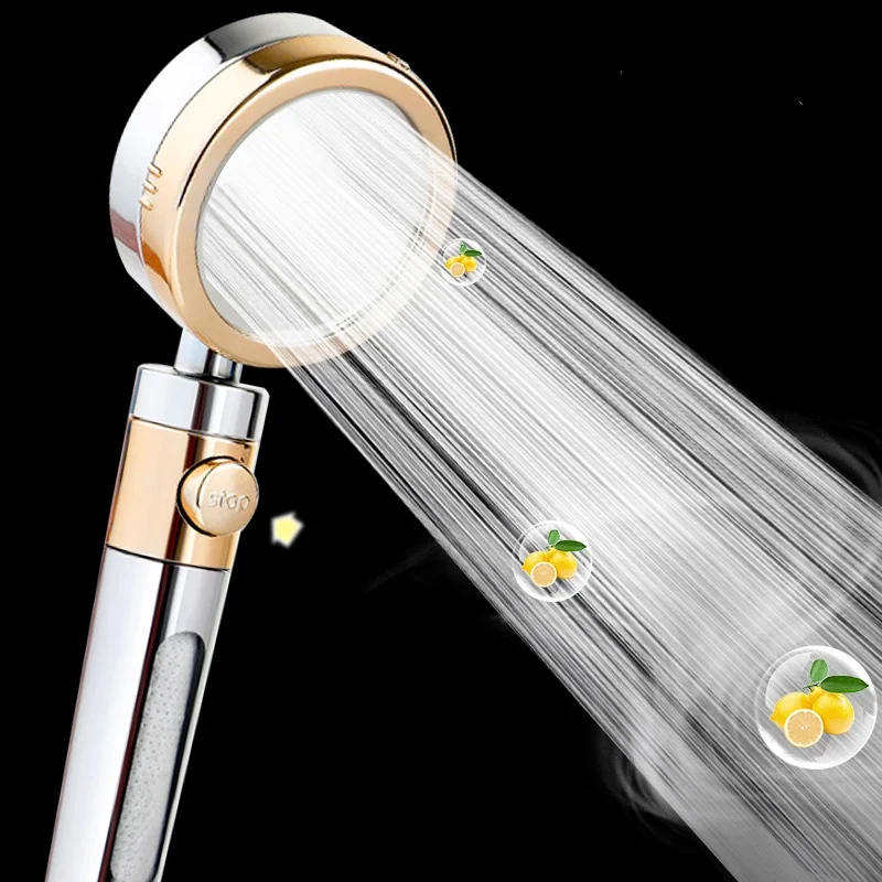 

Lemon Aroma Shower Head With Water Stop Button Can Double Purify Water Quality High Pressure Water Saving Skin Care