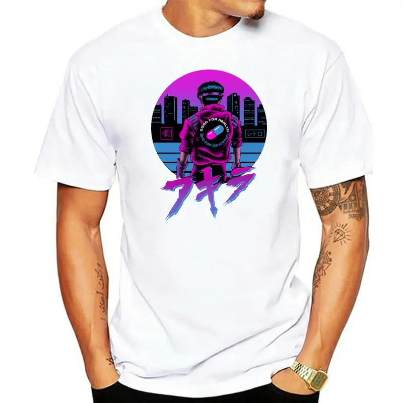 

Футболка мужская с коротким рукавом, японская приталенная рубашка из хлопка с круглым вырезом, Токио, шотаро, канеда, Vaporwave Neo