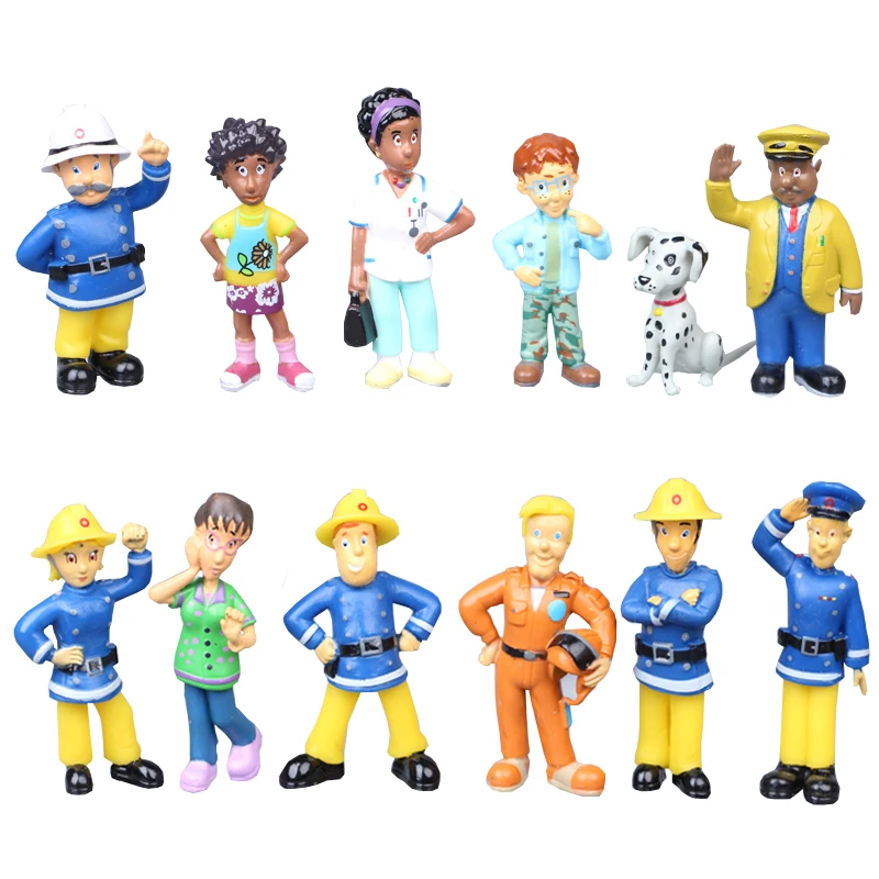 

12Pcs/set Fireman Sam Cartoon Anime Fire Fighting Figure Model PVC Doll Toys Boy Girl Toy For Kids Birthday Xmas Gift