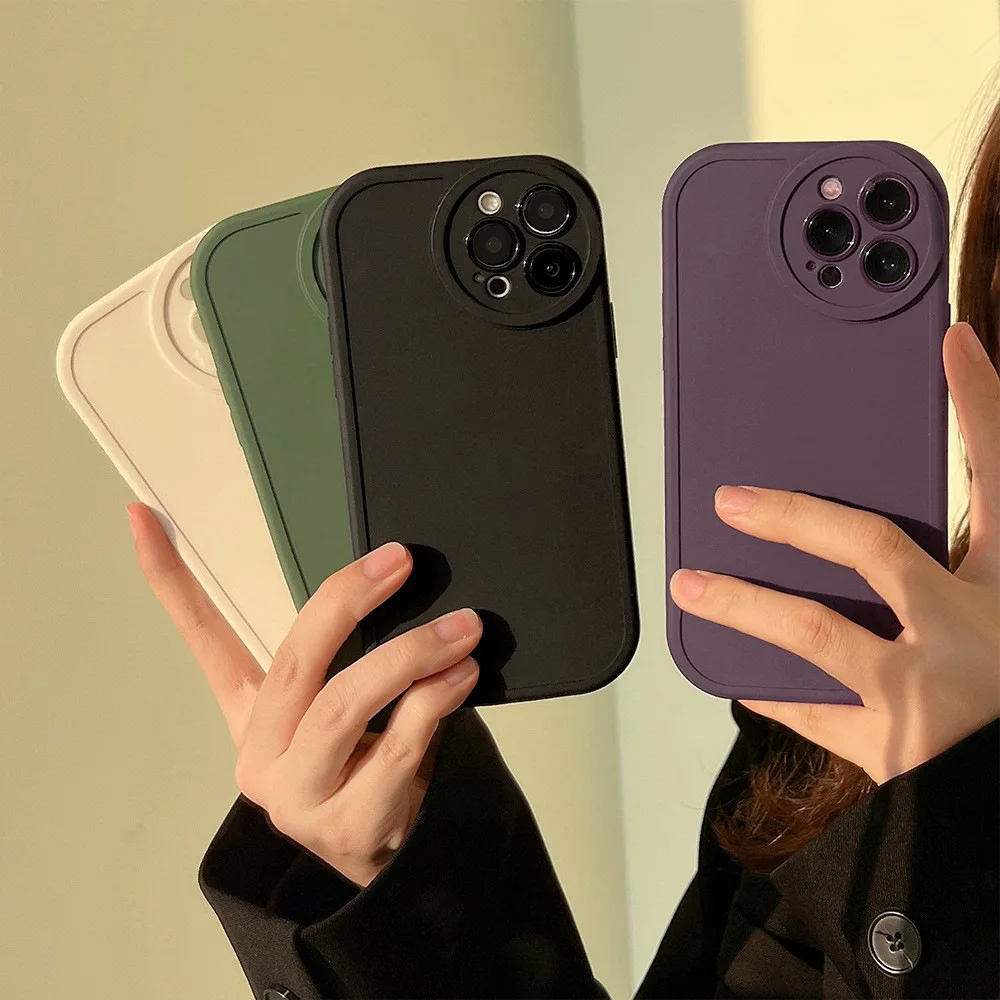 

Simple Fashion Solid Colour Round Camera Design Phone Case For Apple IPhone11 14 13 12 Pro X/XS Max XR TPU Protective Cover