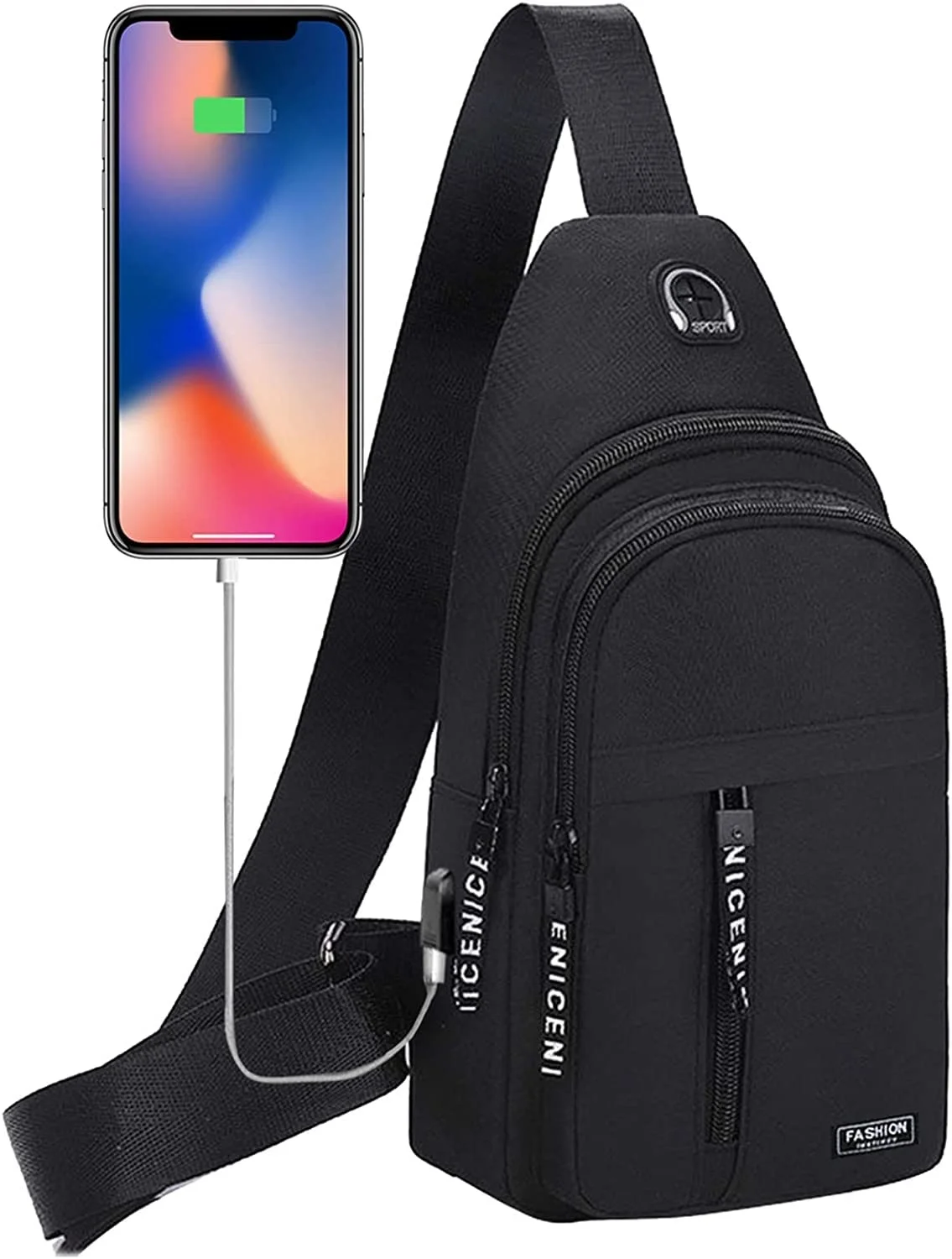 

Мужские сумки через плечо с USB-зарядкой, многофункциональная нагрудная сумка с защитой от кражи, школьный портфель-мессенджер для коротких поездок
