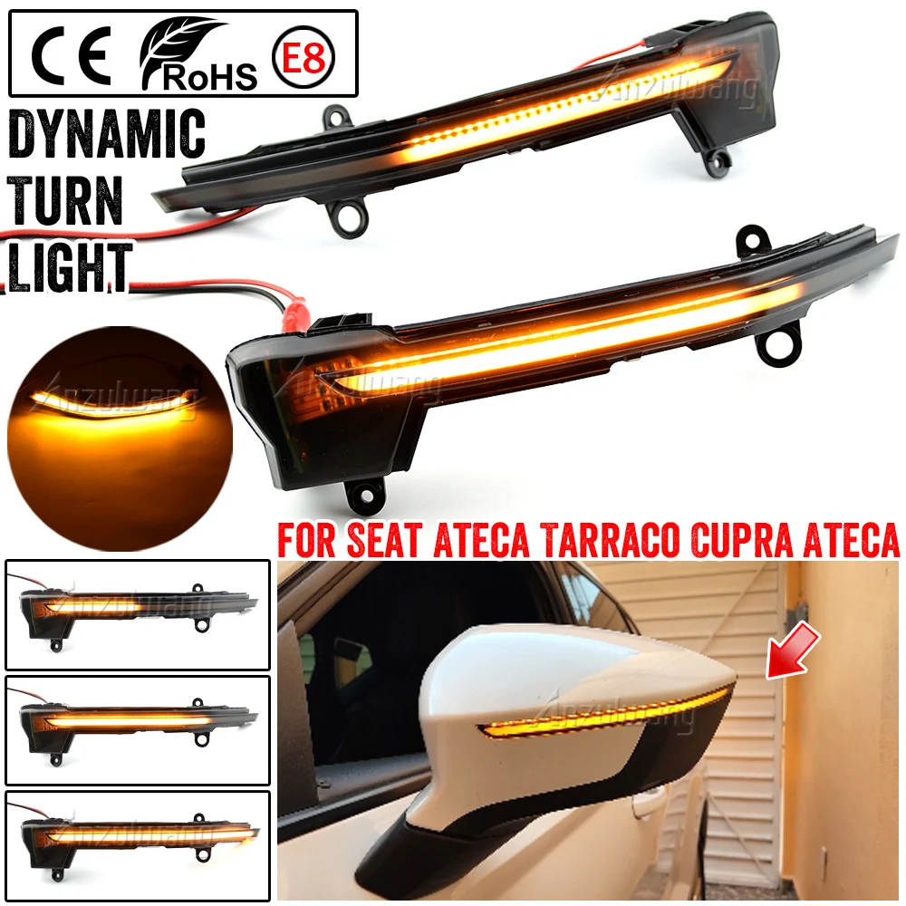 

2PCS Dynamic Turn Signal LED Rearview Light For Seat Ateca Cupra 2016 2017 2018 2019 FR Xcellence Car Mirror Indicator Blinker