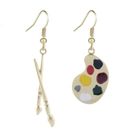 new popular palette earrings creative alloy brush girls jewelry ear hook personality art accessories simple wild earring gift