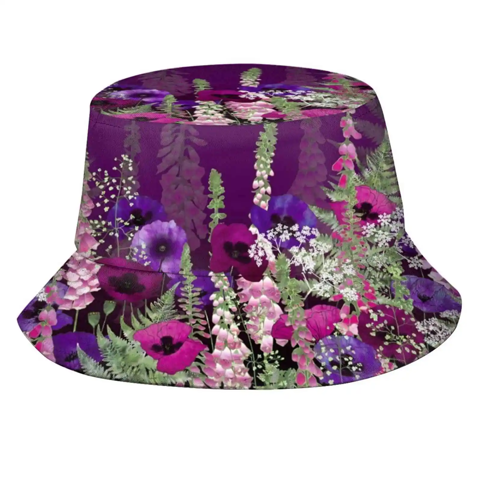 

Цветочный садовый Фиолетовый Мак, перчатки розового Фокса, корейские дамские уличные солнцезащитные шляпы для леденцов, Панама, цветочное ...