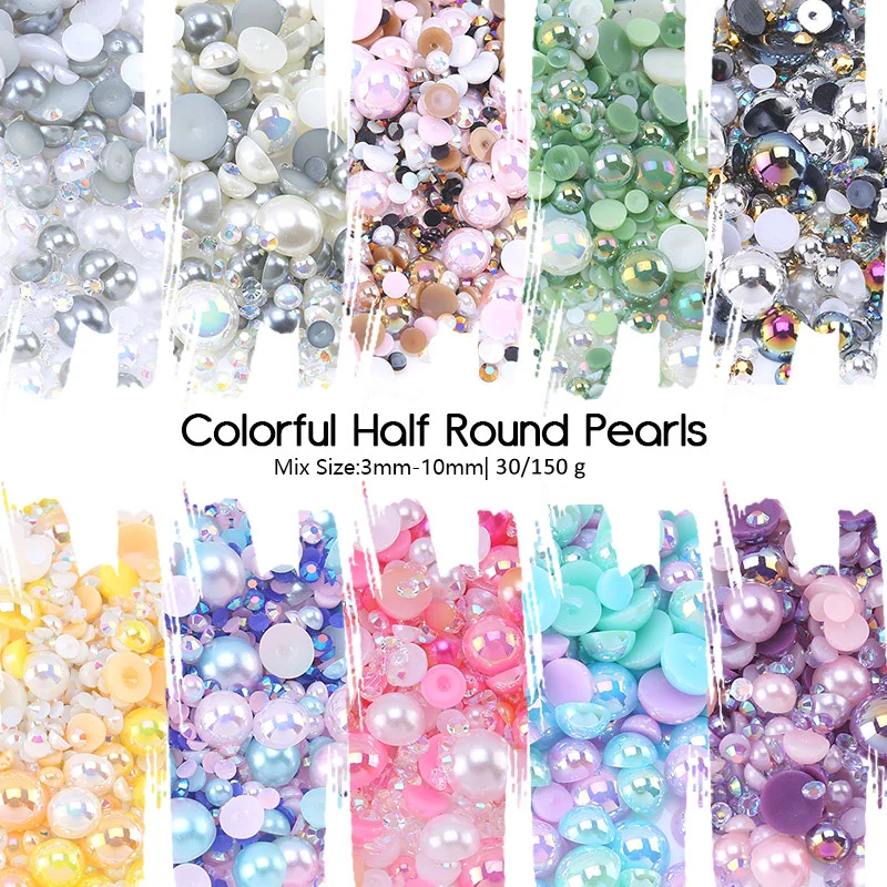 

Mix Resin Rhinestone Pearls for Clothing Decorations Glitter Nail Gems Glue on Flatback Crystal Pearls DIY Decor Accessories
