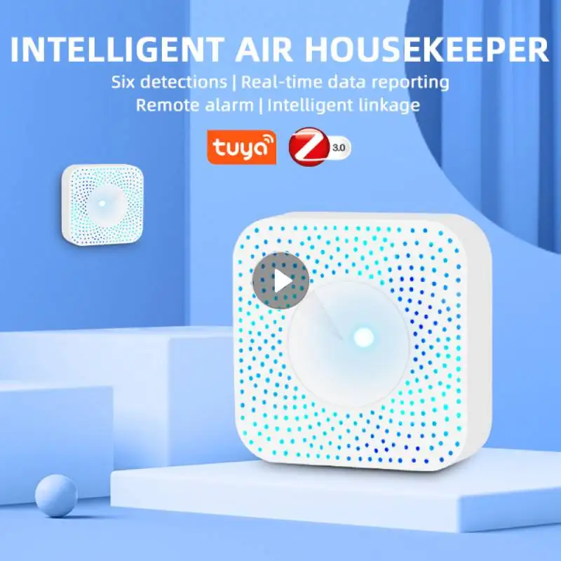 

6 In 1 Tuya Zigbee Smart Air Housekeeper PM2.5 Formaldehyde VOC CO2 Temperature Humidity Smart Air Box Sensor Alarm Detector