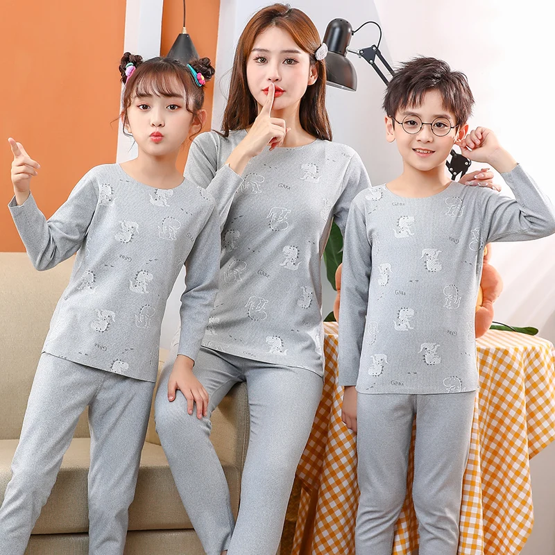 【LF】Бесшовный пижамный комплект для родителей и детей жаккардовый в тонкую