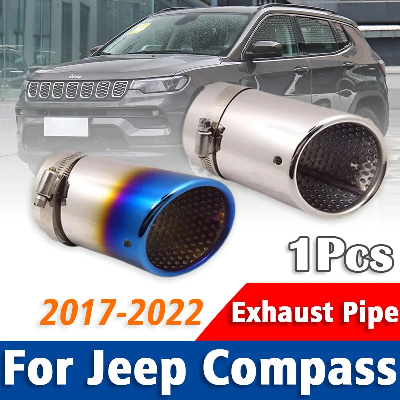 1Pcs For Jeep Compass 2017-2022 Stainless Steel Exhaust Pipe Muffler Tailpipe Muffler Tip Car Rear Tail Throat Auto Accessories