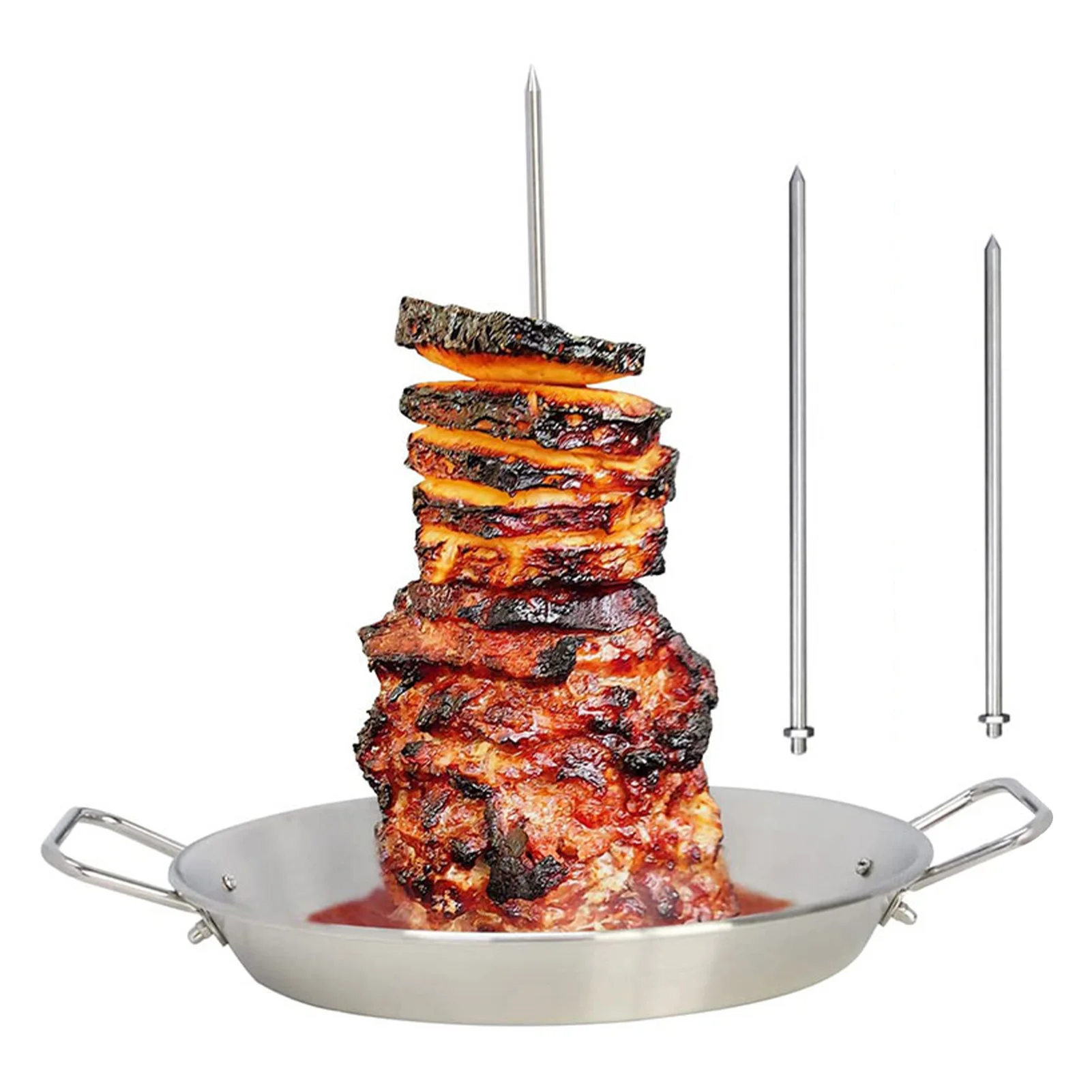 

Вертикальная подставка для Шпажки для гриля с 3 шт. съемными губками для барбекю, подставка для мяса для барбекю, аксессуары для обжарки кеба...