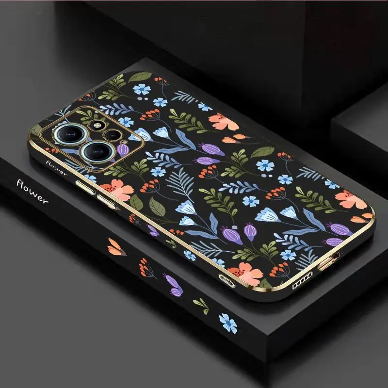 Exquisite Flowers Luxury Plating Phone Case For Xiaomi Redmi Note 11 Pro Plus 10 Pro 11 11S 12Pro Plus 12 9S 8 Pro Cover