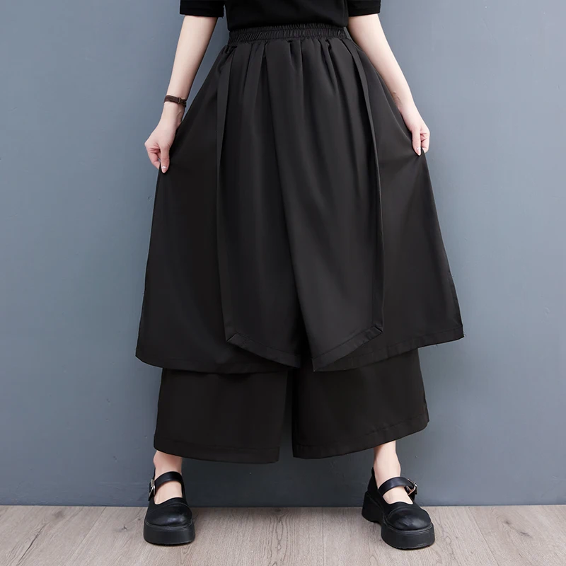 

Новое поступление 2023, японские темно-черные стильные брюки Ямамото на весну и лето, широкие брюки с высокой талией, модные женские повседневные брюки, юбка-штаны