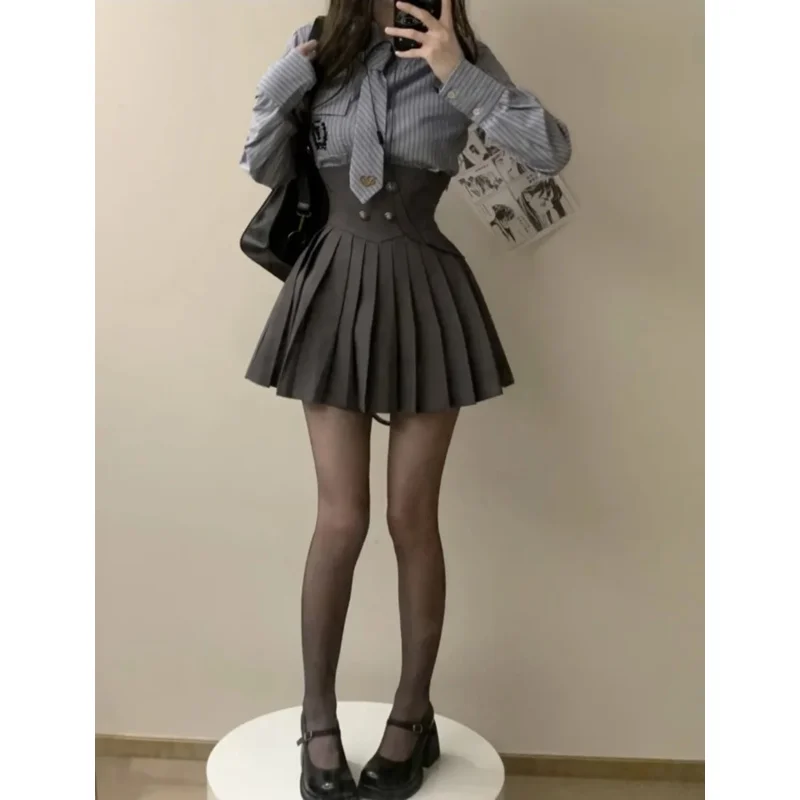 Весенний костюм 2024 в американском стиле преппи короткий для девочек пальто