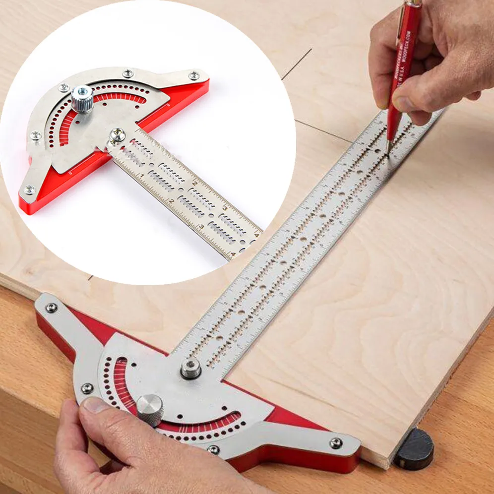 

T-Type Woodworkers Edge Rule Protractor Woodworking Ruler Angle Measure Stainless Steel Carpentry Layout Carpenter Tools inch/cm