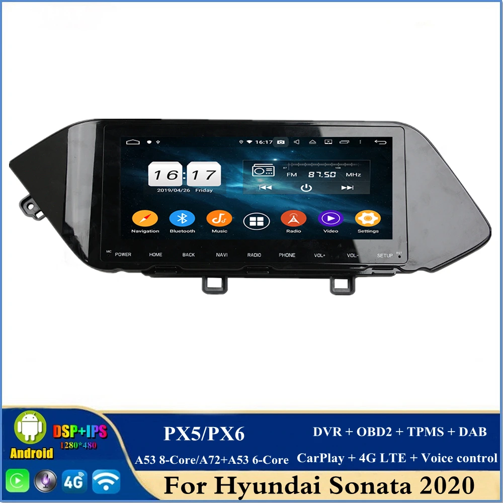 

128g 10,25 "PX6 Android 10 автомобильный радиоприемник DVD-плеер для Hyundai Sonata 2020 GPS Bluetooth 5,0 WIFI CarPlay и Android авто