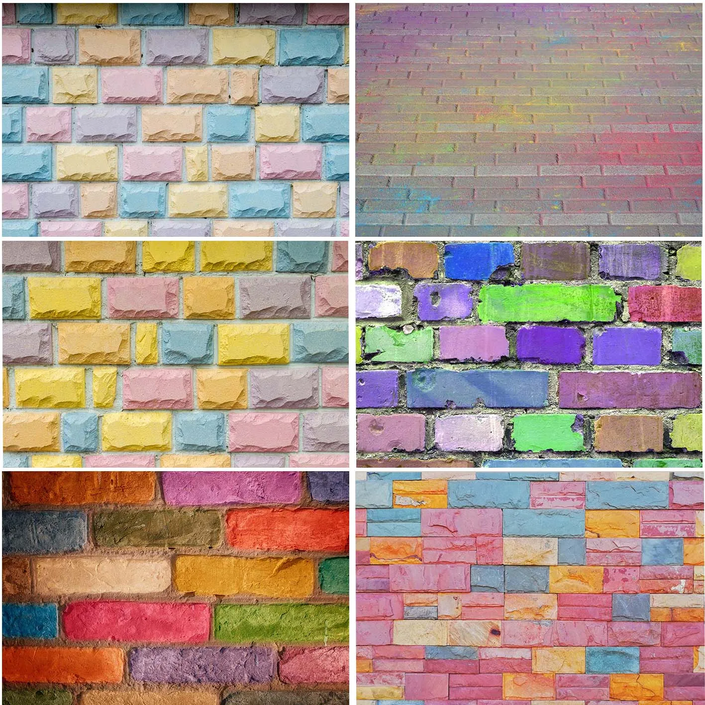 

Colorful Brick Wall Backdrop Photography Background Love Birthday Party Wedding Painting Art Party Banner Decoration Props