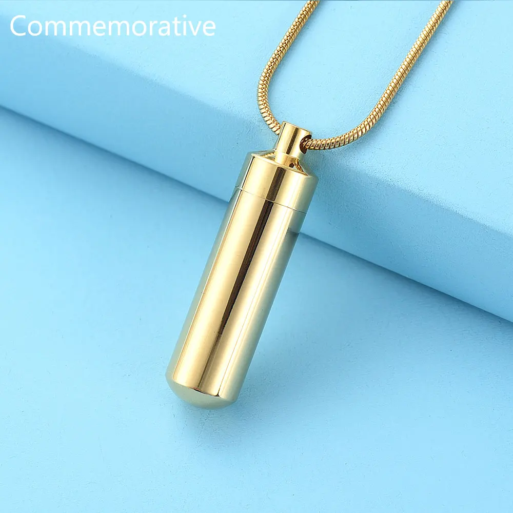 

Cylinder Shape Urns For Human Ashes Silver Black Color Mens Memorial Necklace Cremation Pendant Jewelry Ashes Locket For Pet New