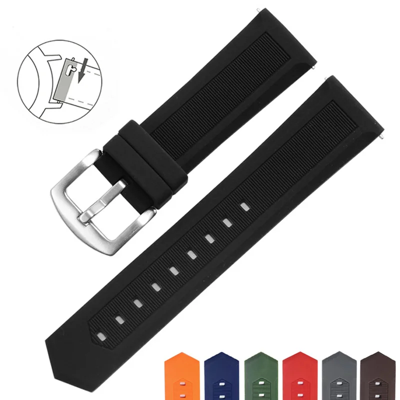 

ENXI Quality Rubber Watchband 18 19 20 21 22 23 24mm Men's and Women's Silicone Replacement Chain