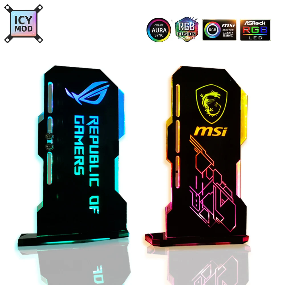 Msi Suporte Vga Argb Personalizável Gpu Vertical Titular pc Rog Placa de Vídeo Suporte Chassi Refrigerador de Água Personalizado Mod 5v 3pin Aura Ventiladores e resfriadores