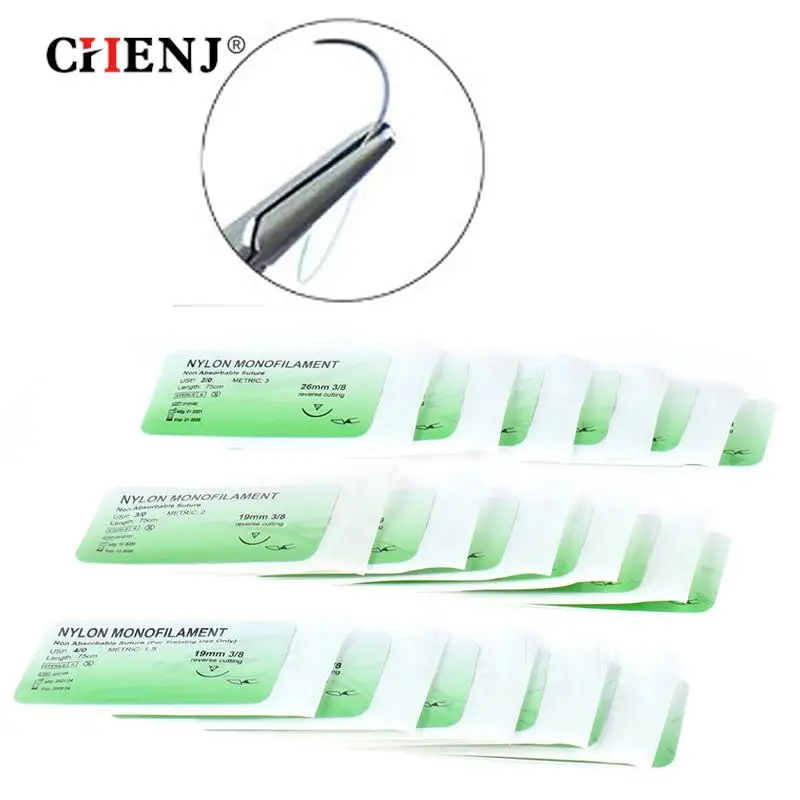 

Hot 6PCS 2.0/3.0/4.0 Medical Needle Suture Nylon Monofilament Non-Damage Suture Medical Surgical Thread White Needle Suture Tool