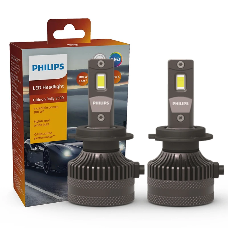 

Лампы Для Фар Philips LED Ultinon Rally 15000 Лм, H4 H7 H8 H11 HB3 HB4 H19 HIR2 H1, 6500K Белый Свет, Макс. 180 Вт, 12 В