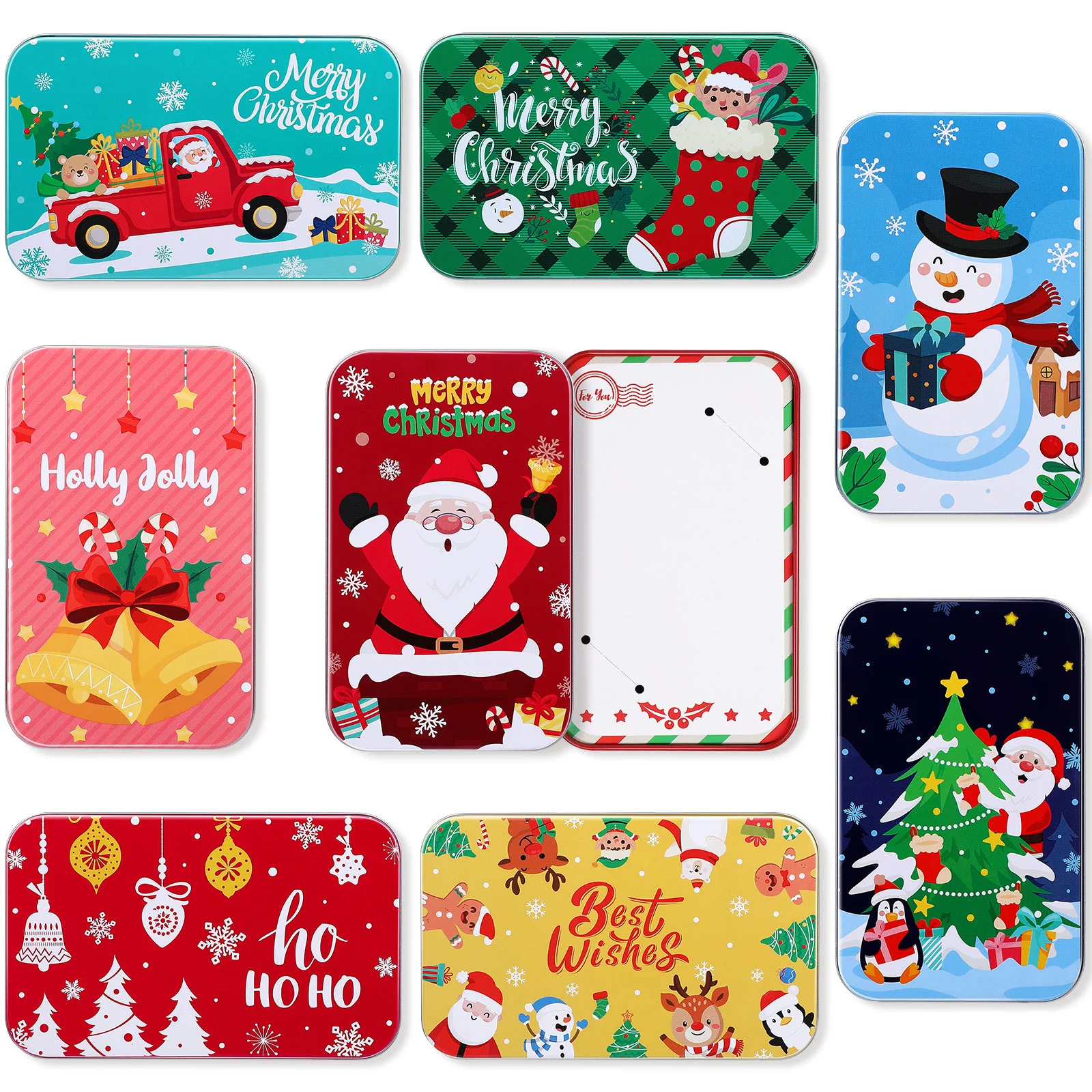 

Cabilock 8pcs Christmas Gift Card Holders Candy Present Boxes Tinplate Storage Boxes Square Tinplate Packing Boxes Greeting