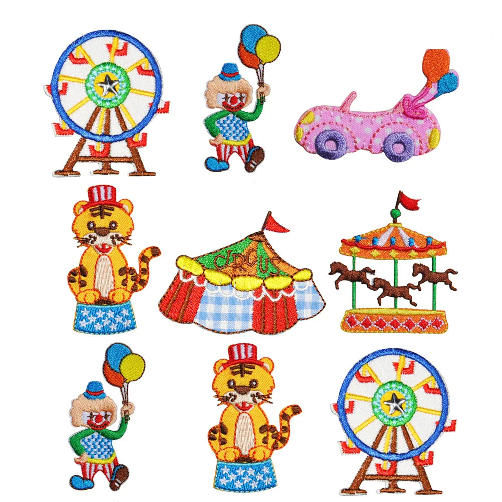

Patches Patch Embroidery Diy Sewing Clothes Embroidered Stickers Sticker Badge Cloth Kids Iron Applique Sew Circus Jackets Hat
