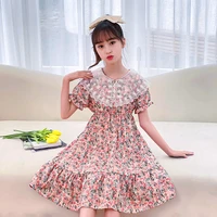 2022 summer new teens baby girls short sleeve dress floral bowknot clothes lace mesh beach dresses 5 6 7 8 9 10 12 13 14 years