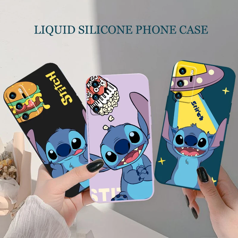 

Super cute Stitch Phone Case For Huawei P20 P20 P30 P40 P50 PRO LITE pro P SMART PLUS Liquid Rope Funda Cover Soft Back Capa TPU