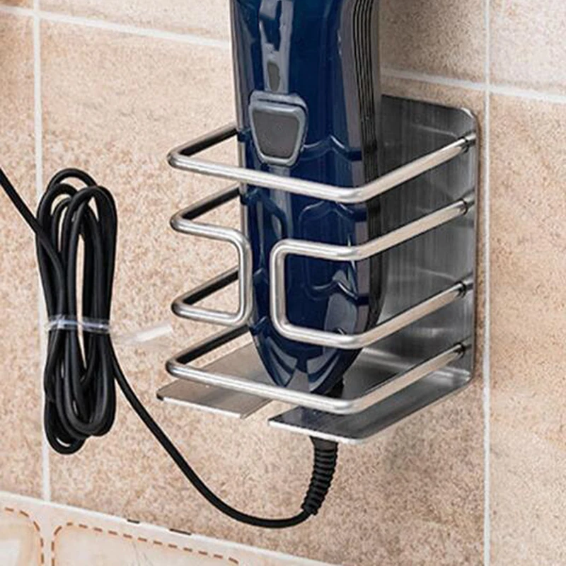 

Серебристая стеллаж для бритвы, полка для хранения из нержавеющей стали, вешалка, полка для хранения без отверстий, новинка 2021, высокое каче...