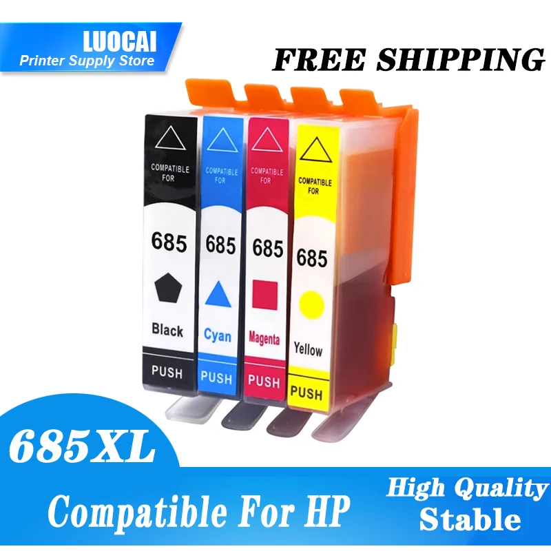 

NEW 4pcs For HP685 Ink cartridges Compatible for HP Deskjet 4615 5525 3525 6525 Deskjet Ink Advantage 4625 Printer