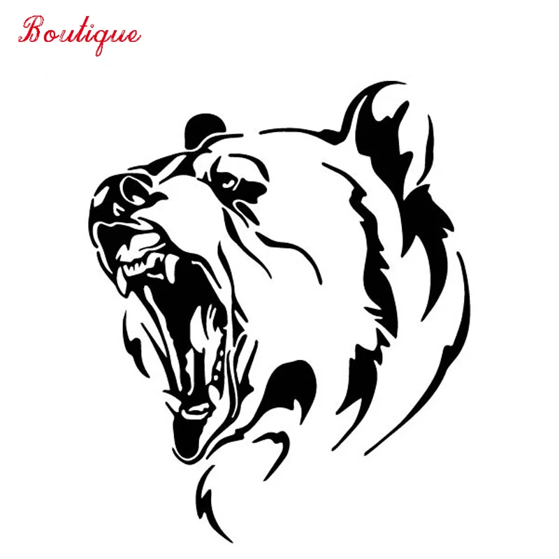 

Waterproof yjzt 13.6cm * 16.4cm growling brown bear bumper decoration Vinyl Decal Black / silver c4-1373 car sticker PVC