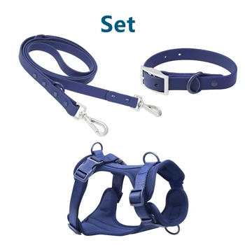 PVC Dog Leash And Collar Harness Set Pet Strong Heavy Duty Waterproof Rubber PVC Coated Pet Leash for Medium Large Dogs