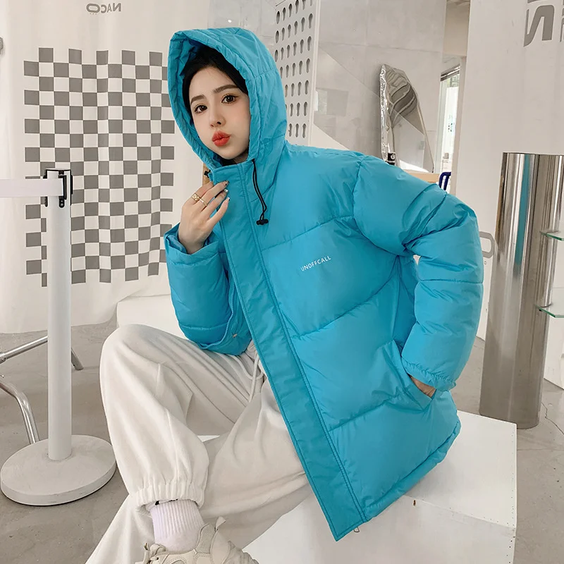 2022 New Thickened Bread Coat Short Down Cotton Coat Women's Korean  Loose Autumn Winter Coat Hooded Jacket Women Basic Jackets