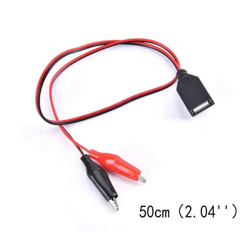 

50cm Test Clips Clamp To USB Male Female Connector Cable Crocodile Electrical Clip Power Supply Extension Wire Adapter