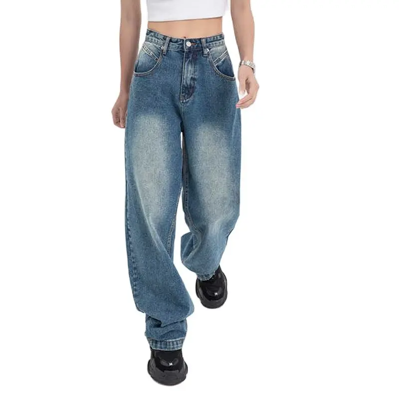 

Retro Casual Oversize Baggy Jeans Women High Waist Streetwear Straight Wide Leg Denim Trousers 2022 Fashion Street Vintage Pants