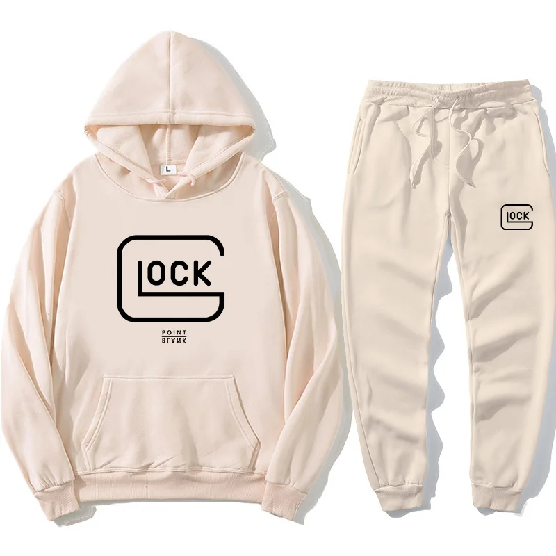 Glock two-piece men's suit solid color suit men's sweatshirt sweatpants fashion suit spring and autumn hoodie spring and autumn