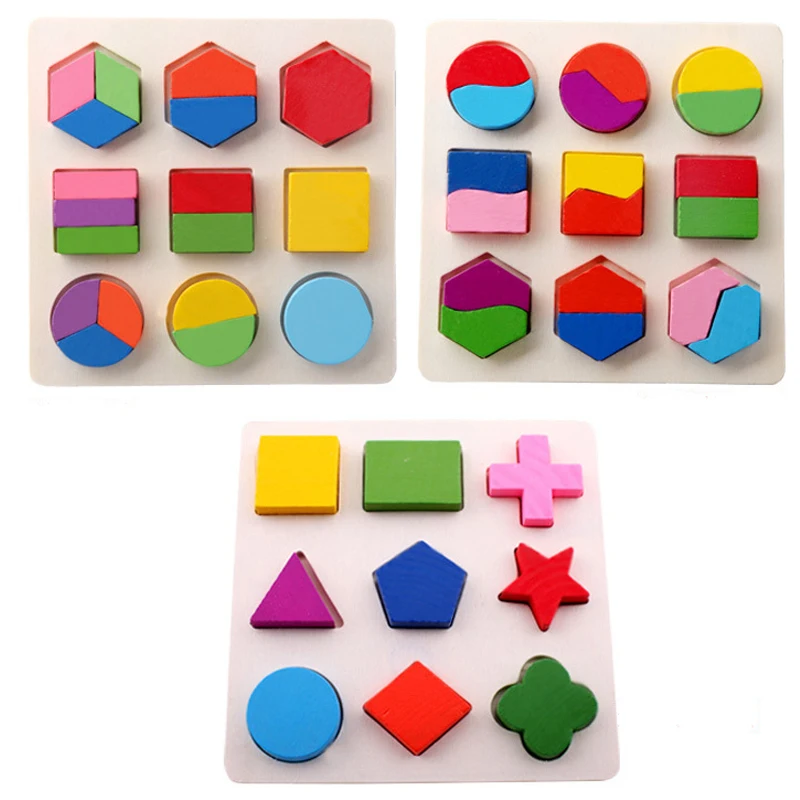 

Игрушки Развивающие деревянные игрушки для детей Раннее Обучение 3D головоломки красочные геометрические формы