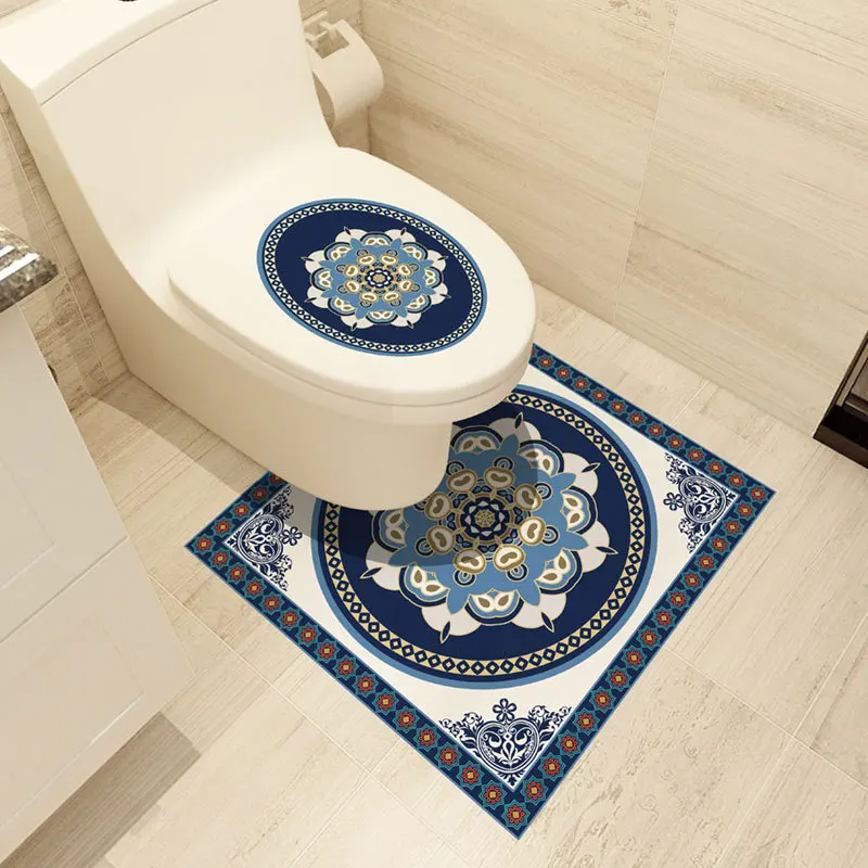 

3D Toilet Stickers Self-adhesive Bathroom Waterproof Tile Stickers Floor Creative Decorative Toilet Cover Wall Stickers