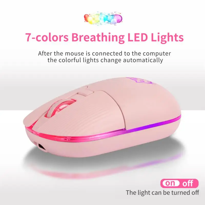 

Бесшумная перезаряжаемая беспроводная мышь RYRA RGB 2,4G, эргономичная геймерская мышь для Macbook, ПК, игрового компьютера, ноутбука, аксессуары