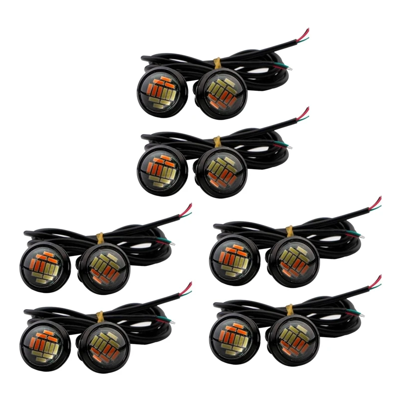 

12 Pcs Car 12V 23Mm Dual Color Switchback 4014 12 Led Drl Eagle Eye Daytime Light