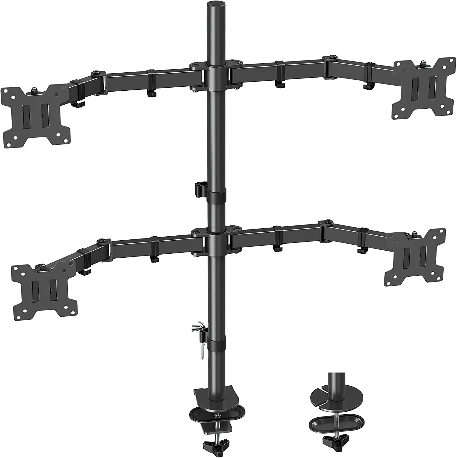 

Quad Monitor Stand, 4 Monitor Mount 13 to 27 inch Computer Screens, Hold up to 17.6lbs Each, Fully Adjustable Stacked 4 Monitor