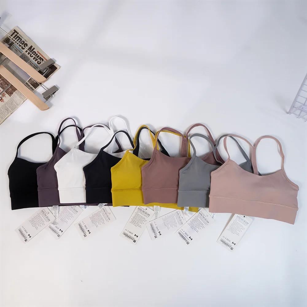 With Lululog Sports Bras Breathable Sports Underwear Jogging Padded Gym Women Sports Bra Suspenders Vest Female Running Lingerie