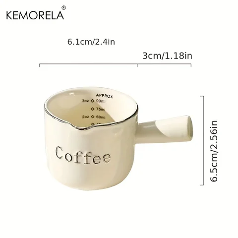 Градуированная керамическая мерная чашка для эспрессо 90 мл с ручкой, контейнер для жидкости, чашка для молока со шкалой
