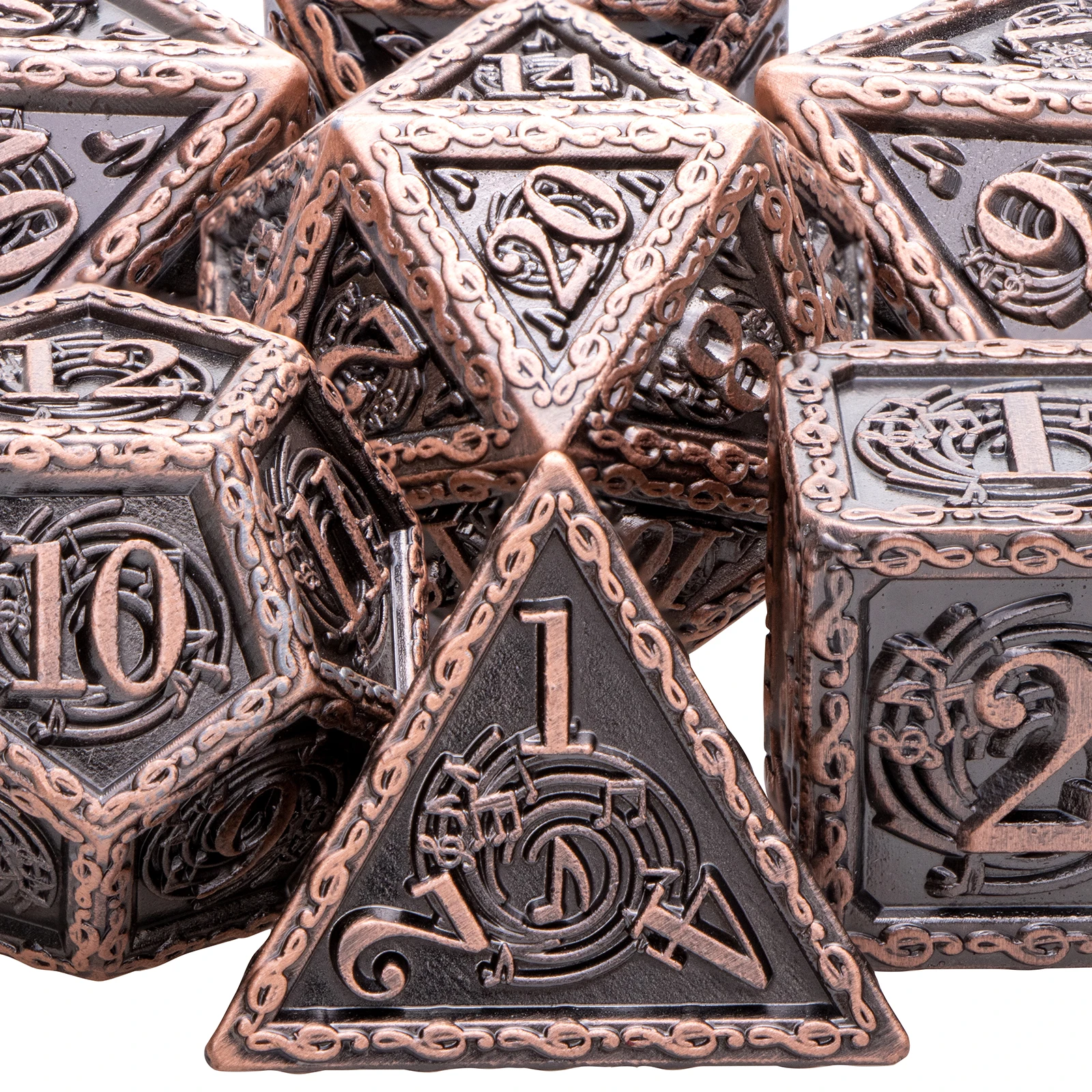 

7PCS Metal Polyhedral Music DND D20 Dice Set Role Playing D&D Dice Set for Dungeon and Dragon RPG D20 D12 D10 D8 D6 D4