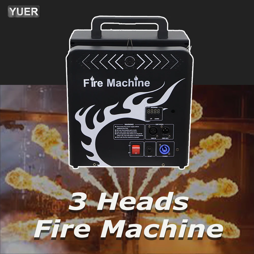 

YUER 3 Heads Fire Height Flame Projector Fire Machine DMX Control LCD Display Stage Flame Machine For DJ Party Stage Lighting