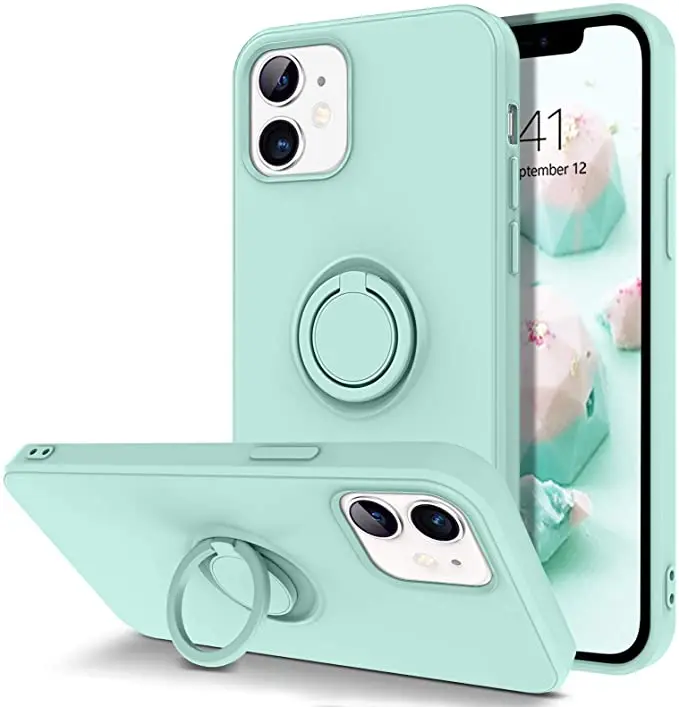 

Phone Case For OPPO A15 A15S A52 A35 A72 A92 A53 A53S A54 A73 A74 A93 4G 5G Protection Liquid Silicon Ring Holder Bracket Cover