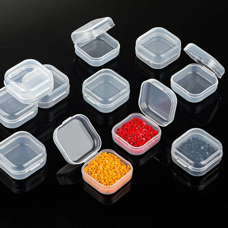 30PCS Small Boxes Square Transparent Plastic Box Jewelry Storage Case Finishing Container Packaging Storage Box for Earrings
