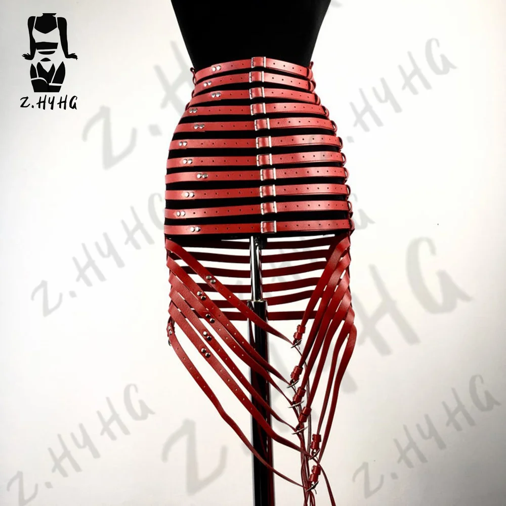 Sex Body Bondage Women Skirt Belt Long Wire Harness PU Leather Fetish Bdsm Belt Strap Bondage Gothic Tight Body Adjustable