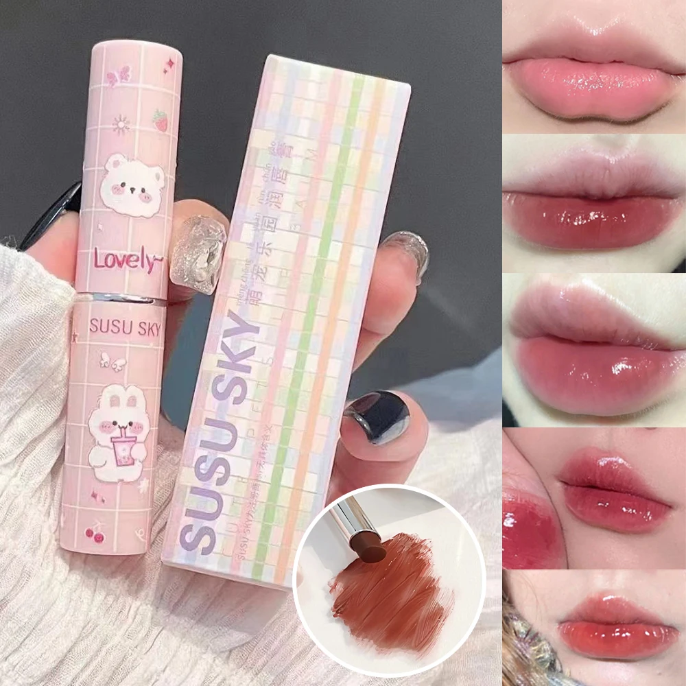 

Korean Multi-Colored Lip Glaze Jelly Mirror Lip Gloss Longlasting Lip Tint Moisturizing Non-stick Cup Lipstick Women Base Makeup