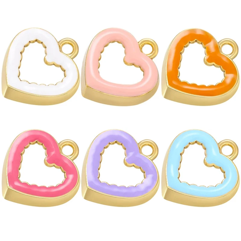 

ZHUKOU gold color Heart Enamel Pendant Brass Enamel charms for Handmade Necklace Jewelry Accessories Supplies Wholesale VD1019